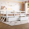 Kinder Plattformbett 90x200 mit Geländer & 2 Schubladen, weiß – Niedriges Bett aus Kiefer, mit Stauraum Bild 2