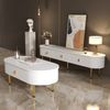 Couchtisch und TV-Schrank Set Weiß Gold Modern MDF Wohnzimmermöbel Kombination Beistelltisch Lowboard Design Stauraum Elegant Bild 4