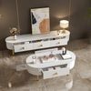 Couchtisch und TV-Schrank Set Weiß Gold Modern MDF Wohnzimmermöbel Kombination Beistelltisch Lowboard Design Stauraum Elegant Bild 3