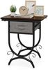 Nachttisch mit Stoffschublade Beistelltisch mit Metallrahmen Sofatisch Nachtkommode 48 x 35 x 53 cm Bild 1