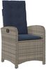 vidaXL Gartensessel mit Kissen 2 Stk. Verstellbar Grau Poly Rattan 365175 Bild 4