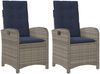 vidaXL Gartensessel mit Kissen 2 Stk. Verstellbar Grau Poly Rattan 365175 Bild 2