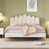 Polsterbett Doppelbett 140 x 200 cm, Bettgestell mit Kopfteil und Lattenrost, Erwachsenen-Jugendbett-Gästebett in hautfreundlichem Samtstoff Beige Bild 4