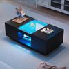 Couchtisch 100x50x35,5 cm mit Smart-LED, 2 Schubladen & Glas in Schwarz Bild 4