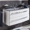 LANZET CLASSICO Waschbecken mit Unterschrank 100 cm breit, Weiß, Waschbecken Gussmarmor Grau Bild 2