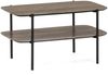 Moderner Couchtisch PINA 70x42cm taupe Ablage Pinien-Optik schwarzes Metallgestell Bild 2