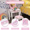 COSTWAY Kinder Schminktisch mit Hocker, Prinzessin Frisiertisch mit Schublade und Abnehmbarer Spiegel, Frisierkommode rosa, Schminkkommode für Mädchen von 3-7 Jahren (Weiß) Bild 4
