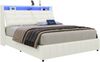 Plattformbett 160x200 Doppelbett mit Stauraum und LED, verstellbare Rückenlehne, USB-Anschlüssen, weiß Bild 5