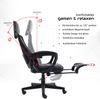 Gaming Stuhl im modernen Racing-Design mit einklappbarer Fußstütze - Gaming Chair mit flexiblen Armlehnen - ergonomischer Gaming Schreibtischstuhl mit extra Stützkissen Schwarz Bild 5