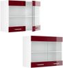 Küchenglasschrank R-Line Rot Hochglanz 80 cm Vicco Bild 5