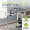 Juskys Höhenverstellbarer Schreibtisch, Metall, Holz, weiß, 120x60 cm Bild 2