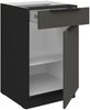 Küchen Unterschrank 50 cm Küche ARIA Graphite ultra matt + Schwarz matt, hochwertige Fronten mit Anti Fingerprint Beschichtung Küchenzeile Küchenblock Bild 3