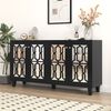 Sideboard 160 x 40 x 84 cm, schwarz, mit Spiegeloberfläche, 4 Türen und verstellbaren Einlegeböden Bild 2