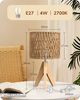 EDISHINE LED Nachttischlampe mit Seil-Lampenschirm, LED wechselbar, Warmweiß, Tischlampe holz mit Leuchtmittel, Boho Tischleuchte für Schlafzimmer Bild 4