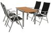 DEGAMO Garten-Essgruppe VAIL, (5-tlg, 4 Klappsessel, 1 Ausziehtisch), Aluminium silbergrau, Tischplatte Akazie, Sessel klappbar Bild 4