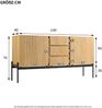 Sideboard 140 x 40 x 75 cm mit 2 Türen und 3 Schubladen – Natur, Spanplatte mit Metallrahmen Bild 2