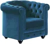 Vente-unique - CHESTERFIELD Sessel SamtStoff Blau - B 78 cm x H 72 cm x L 88 cm Bild 2