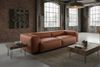 KAWOLA Sofa CELESTE 4-Sitzer mit Hocker Lederfaserstoff cognac 72 x 114 x 302 cm Bild 2