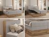 Boxspringbett, Set mit zwei Multipocket-Matratze und Topper, hohe Kopfteil, Eiche Wotan Holzrahmen - WOOD CLASSIC KING - 140 x 200 cm - Hellgrau Cord - H4 Bild 2