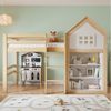 Odikalo Hochbett Kinderbett 90x200 mit Staufächern und Schubladen (Stabile Stufen, Sicherheitsgeländer, Kiefer + MDF + Sperrholz) Bild 3
