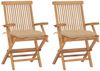 vidaXL Gartenstühle mit Beigen Kissen 2 Stk. Massivholz Teak 3062505 Bild 1