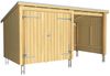 Plus Gartenhaus Nordic Multi 416 x 208 cm natur mit Doppeltür, offen, Dachpappe, H-Anker Bild 3