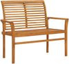 vidaXL Gartenbank Graue Karomuster-Auflage 112 cm Massivholz Teak 3062663 Bild 2