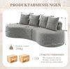 Sofa aus Leinenstoff mit 4 Kissen, Becherhalter & Seitentaschen, 240x109x63 cm, Hellgrau Bild 4
