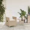 vidaXL Gartensessel mit Kissen Verstellbar Beige Poly Rattan 365641 Bild 3