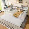 Daybett 90x200 cm Schlafsofa mit L-förmigem Kopfteil, Staufach, Ausziehbares Bett, USB+Typ-C Anschlüsse, Stauraumbett Bild 2