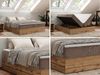 Polsterbett mit Bettkasten, Boxspringbett ohne Kopfteil WOOD ZERO, 7-Zonen Multipocket-Matratze und Topper, modernes Bett für Schlafzimmer - Braun Cordstoff - 200 x 200 cm - H3 Bild 2