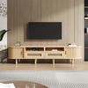 TV-Schrank 170 x 40 x 40 cm – ovales Lowboard in Light Oak mit 2 Schubladen, 2 Schiebetüren und 8 Beinen Bild 4