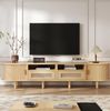 TV-Schrank 170 x 40 x 40 cm – ovales Lowboard in Light Oak mit 2 Schubladen, 2 Schiebetüren und 8 Beinen Bild 5