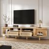 TV-Schrank 170 x 40 x 40 cm – ovales Lowboard in Light Oak mit 2 Schubladen, 2 Schiebetüren und 8 Beinen Bild 3