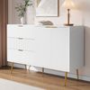 Sideboard, Wohnzimmerschrank mit Türen und Schubladen, Innenregalen, Kommode mit goldenen Griffen und Beinen Bild 5