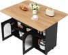 Kücheninsel, modernes Küchensiland, Küchenschrank, abnehmbare Servierwagen-Buffetschrank, Speisewagen mit Holzmaserung, multifunktionaler Esstisch mit Stauraum, Holzoptik, Schwarz Bild 5
