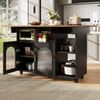 Kücheninsel, modernes Küchensiland, Küchenschrank, abnehmbare Servierwagen-Buffetschrank, Speisewagen mit Holzmaserung, multifunktionaler Esstisch mit Stauraum, Holzoptik, Schwarz Bild 2
