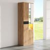 Hoher Schrank 65x35x190 cm mit Spiegel – praktischer Stauraum in Schwarz und Naturfarben Bild 3