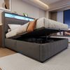 Polsterbett 160x200 cm mit LED-Licht, USB-Anschluss, Chevron-Kopfteil, Hydraulik-Stauraum, Leinenstoff,inklusive Taschenfederkern Bild 3