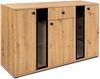 Kommode Salsa 2 Lamellenoptik Anbauwand Wohnwand Sideboard MDF Eiche Artisan Bild 3
