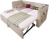 Polsterbett 90×190 cm aus Baumwoll-Leinen-Stoff mit Ausziehbett und Ladestation, beige Bild 5