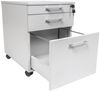 Schreibtisch und Holz Rollcontainer, 3 Schübe, grau, 140x80x75 cm Bild 5