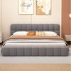 PXloue Polsterbett Doppelbett Jugendbett (ohne Matratze), (Futonbett), Mit Bettrahmen und Lattenrost, Leinen-Stoff, 140x200cm Bild 3