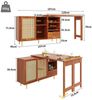 IDEASY Bartisch Um 360° drehbarer Stehtisch (Hauptkörper: 107 x 40 x 71,4 cm) (Bistrotisch mit erweiterbarem Design, für Küche und Esszimmer), Aufbewahrungsschrank mit Rattantür + offenes Lagerregal Bild 3