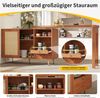 IDEASY Bartisch Um 360° drehbarer Stehtisch (Hauptkörper: 107 x 40 x 71,4 cm) (Bistrotisch mit erweiterbarem Design, für Küche und Esszimmer), Aufbewahrungsschrank mit Rattantür + offenes Lagerregal Bild 2