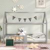 Kindereinzelbett 90×200 cm aus Massivholz mit Tafel, grau Bild 3