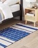 Teppich Baumwolle marineblau beige 80 x 150 cm Streifenmuster Kurzflor KONDHALI Bild 3