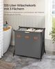 Songmics Wäschekorb, Wäschesammler 115/135/155 Liter, Wäschebox, 2/3/4 Fächer, klappbares X-Gestell, individuelle Etiketten, für Waschküche, Schlafzimmer, Badezimmer Bild 3
