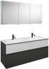 Burgbad FIUMO Waschtisch Set mit Spiegelschrank 142 cm breit, Weiß/Anthrazit, Doppelwaschbecken Gussmarmor Weiß, 4 Schubladen, Anschlag rechts Bild 2