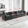 Sofa 4-Sitzer, Grün Chenille, modular mit doppellagiger Polsterung und ergonomischen Rückenpolstern,75*380*84 cm Bild 4